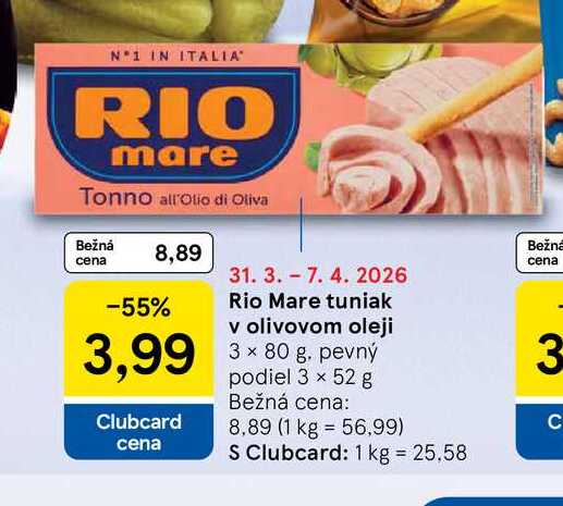 Rio Mare tuniak v olivovom oleji 3 3 x 80 g