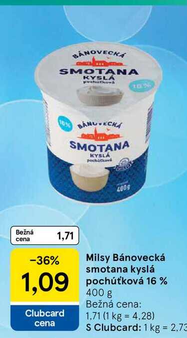 Milsy Bánovecká smotana kyslá pochúťková 16% 400 g v akcii