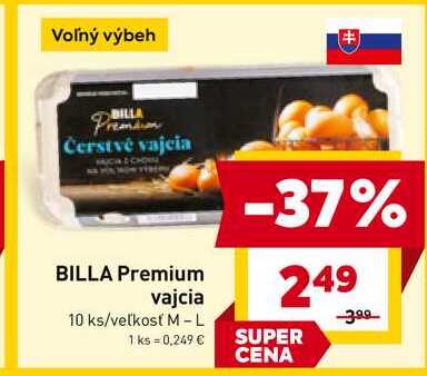 BILLA Premium vajcia 10 ks/veľkosť M-L 