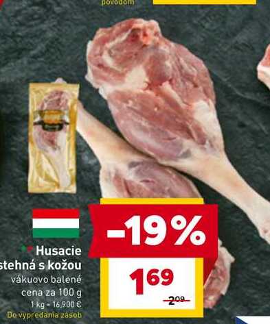 Husacie Stehná s kožou vákuovo balené cena za 100 g