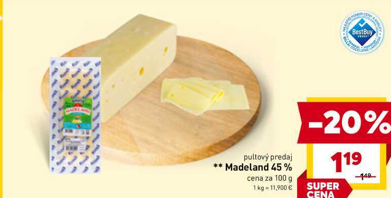 Madeland 45% cena za 100 g 