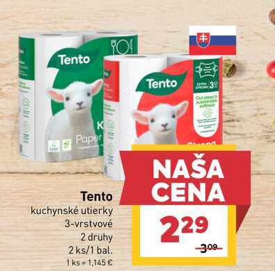 Tento kuchynské utierky 3-vrstvové 2 druhy 2 ks/1 bal.