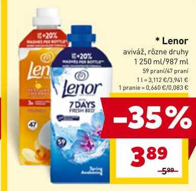 Lenor aviváž, rôzne druhy 1250 ml/987 ml 59 prani/47 prani
