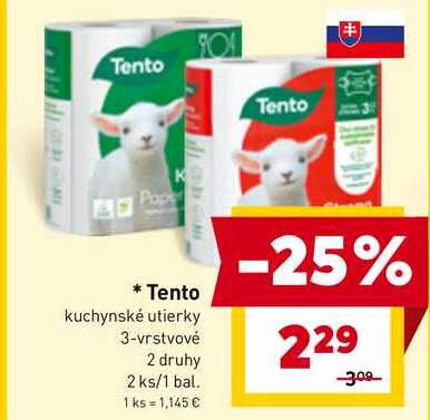 Tento kuchynské utierky 3-vrstvové 2 druhy 2 ks/1 bal. 