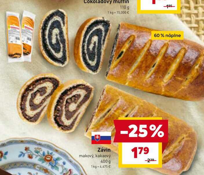 Závin makový, kakaový 400 g 