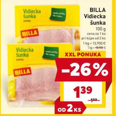 BILLA Vidiecka šunka 100 g