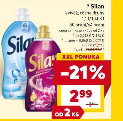 Silan aviváž, rôzne druhy 1,1 l 50 praní