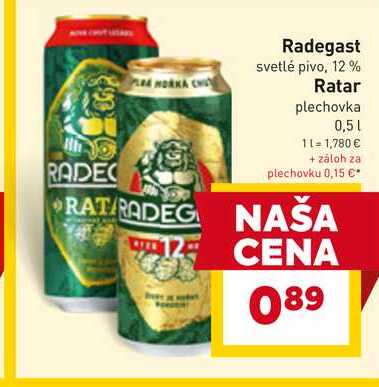 Radegast Ratar plechovka 0,5l