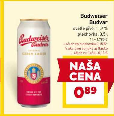 Budweiser Budvar svetlé pivo, 11,9% plechovka, 0,5l
