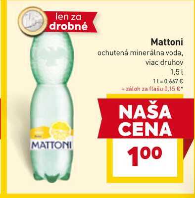 MATTONI ochutená minerálna voda, viac druhov 1,5l