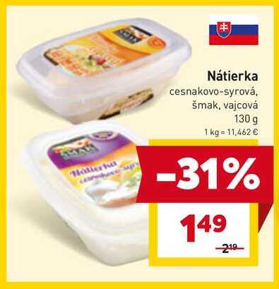 Nátierka cesnakovo-syrová, šmak, vajcová 130 g 