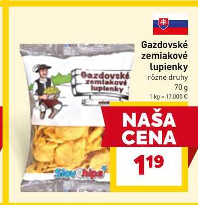 Gazdovské zemiakové lupienky rôzne druhy 70 g