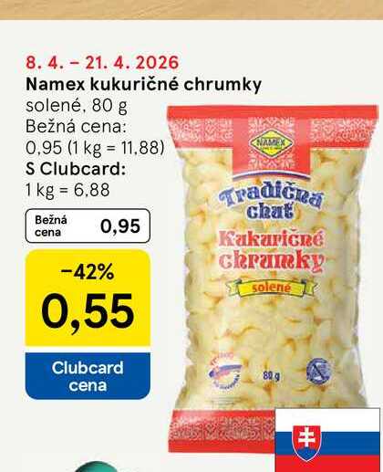 Namex kukuričné chrumky solené, 80 g 