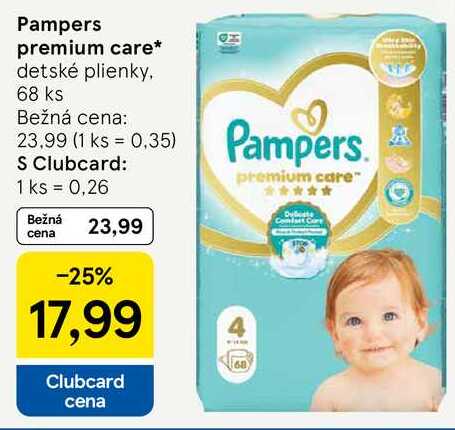 Pampers premium care detské plienky 68 ks
