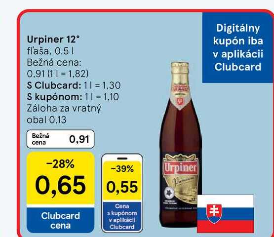 Urpiner 12° fľaša, 0,5 l