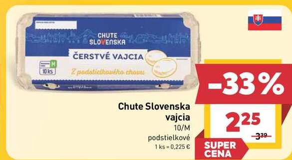 CHUTE SLOVENSKA ČERSTVÉ VAJCIA 10 ks, M podstielkové