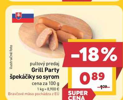 Grill Party špekáčiky so syrom cena za 100 g