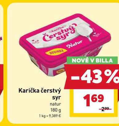 Karička čerstvý syr natur 180 g