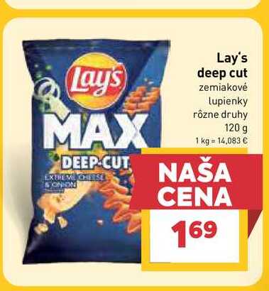 Lay's deep cut zemiakové lupienky rôzne druhy 120 g