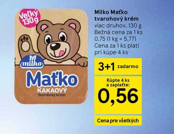 Milko Maťko tvarohový krém viac druhov 130 g