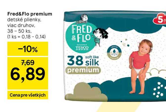 Fred&Flo premium detské plienky viac druhov, 38-50 ks