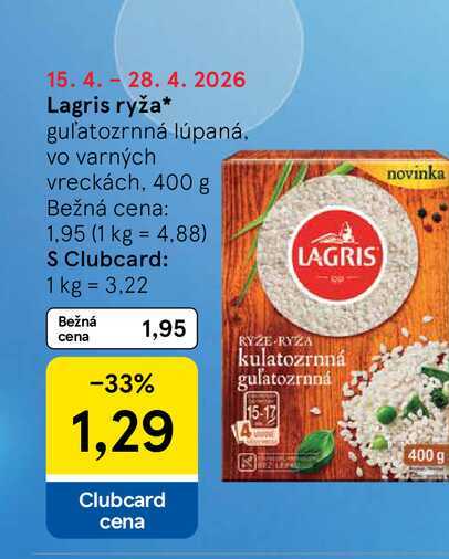 Lagris ryža guľatozrnná lúpaná, vo varných vreckách, 400 g 