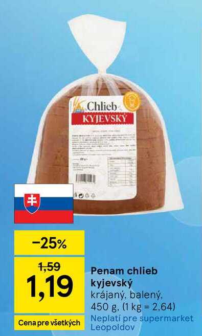 Penam chlieb kyjevský krájaný, balený, 450 g v akcii