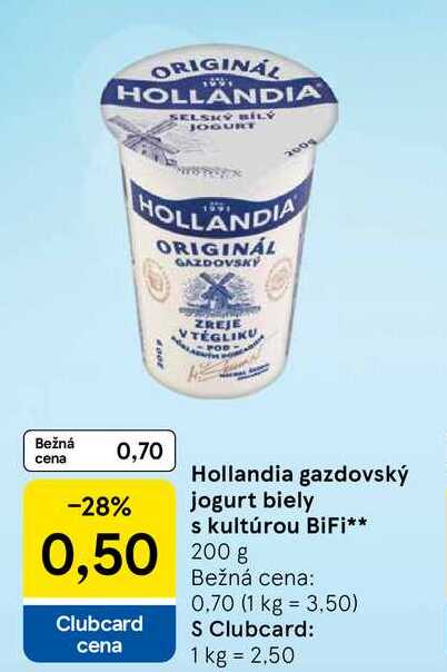 Hollandia gazdovský jogurt biely s kultúrou BiFi 200 g