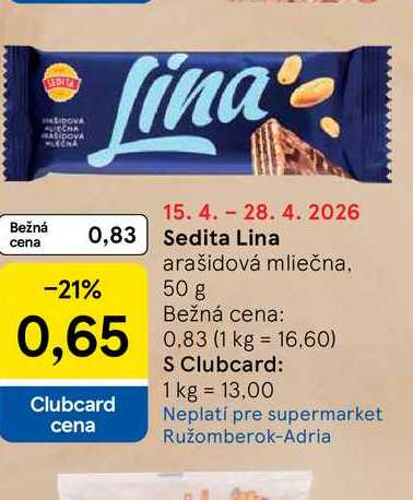 Sedita Lina arašidová mliečna, 50 g