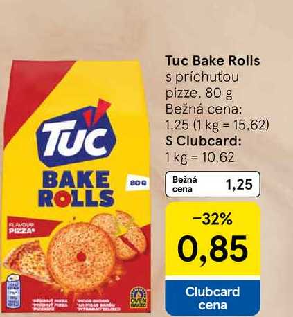 Tuc Bake Rolls s príchuťou pizze, 80 g 