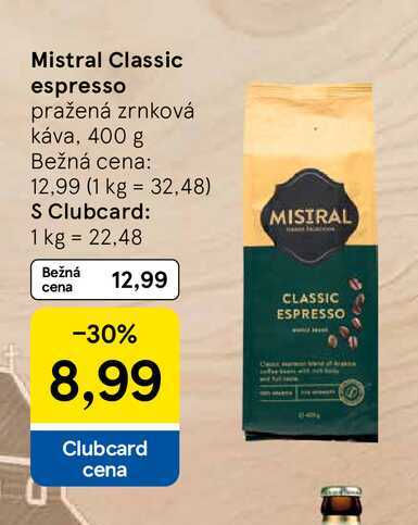 Mistral Classic espresso pražená zrnková káva, 400 g 