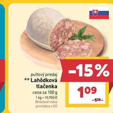 Lahôdková tlačenka cena za 100 g 
