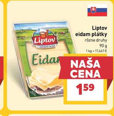 Liptov eidam plátky rôzne druhy 90 g 