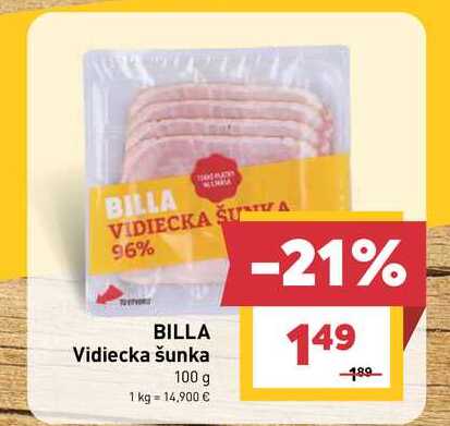 BILLA Vidiecka šunka 100 g 