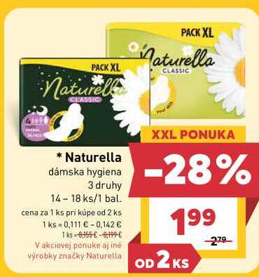Naturella dámska hygiena 3 druhy 14-18 ks/1 bal. 