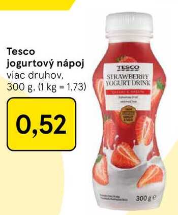 Tesco jogurtový nápoj viac druhov 300 g v akcii