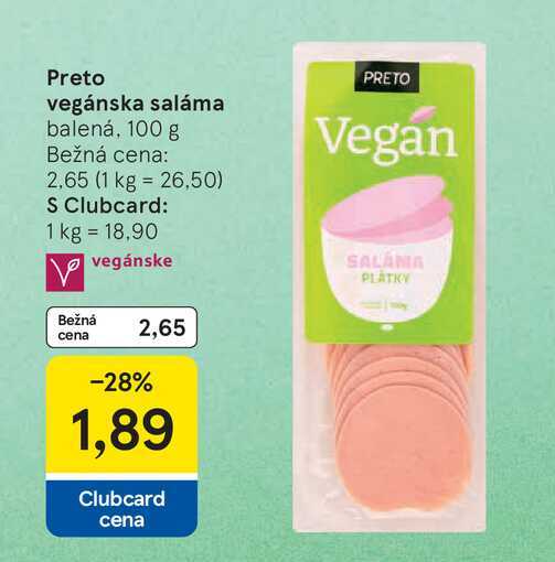 Preto vegánska saláma balená, 100 g