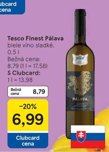 Tesco Finest Pálava biele víno sladké. 0.5l