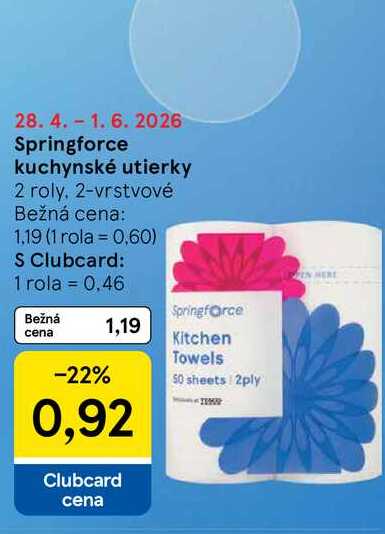 Springforce kuchynské utierky 2 roly 2-vrstvové