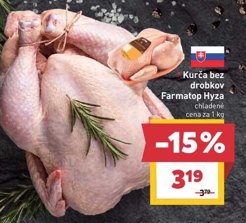 Kurča bez drobkov Farmatop Hyza chladené cena za 1 kg 