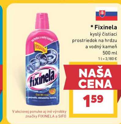 Fixinela kyslý čistiaci prostriedok na hrdzu a vodný kameň 500 ml 