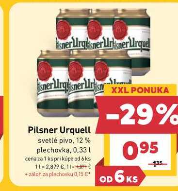 Pilsner Urquell svetlé pivo, 12% plechovka, 0,33l