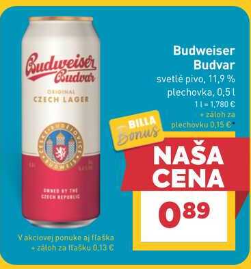 Budweiser Budvar svetlé pivo, 11,9% plechovka, 0,5l