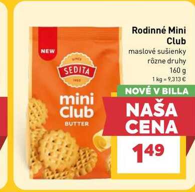 SEDITA Rodinné Mini Club maslové sušienky rôzne druhy 160 g v akcii