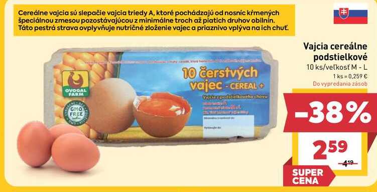 Vajcia cereálne podstielkové 10 ks/veľkosť M-L 