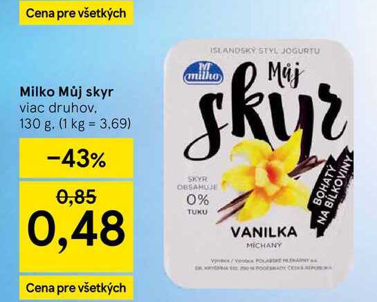 Milko Můj skyr viac druhov, 130 g