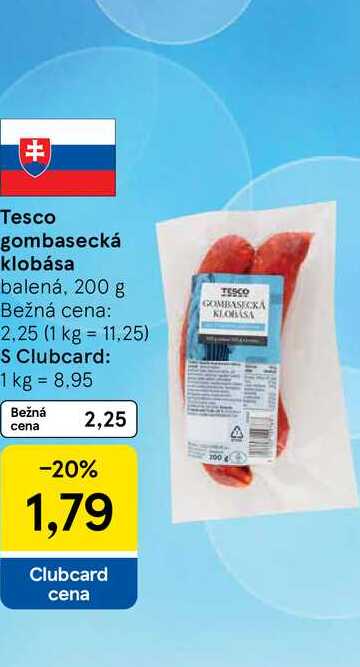 Tesco gombasecká klobása balená, 200 g