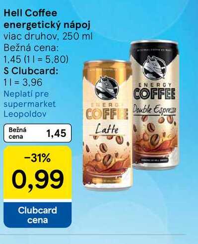Hell Coffee energetický nápoj viac druhov, 250 ml 