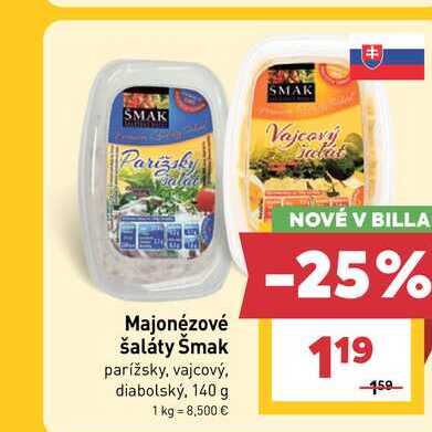 Majonézové šaláty Šmak 140 g 