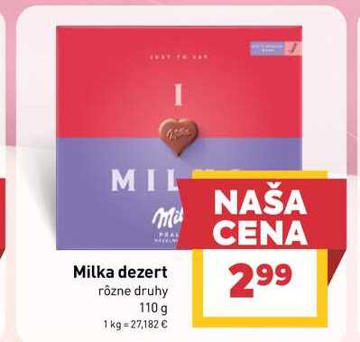 Milka dezert rôzne druhy 110 g 